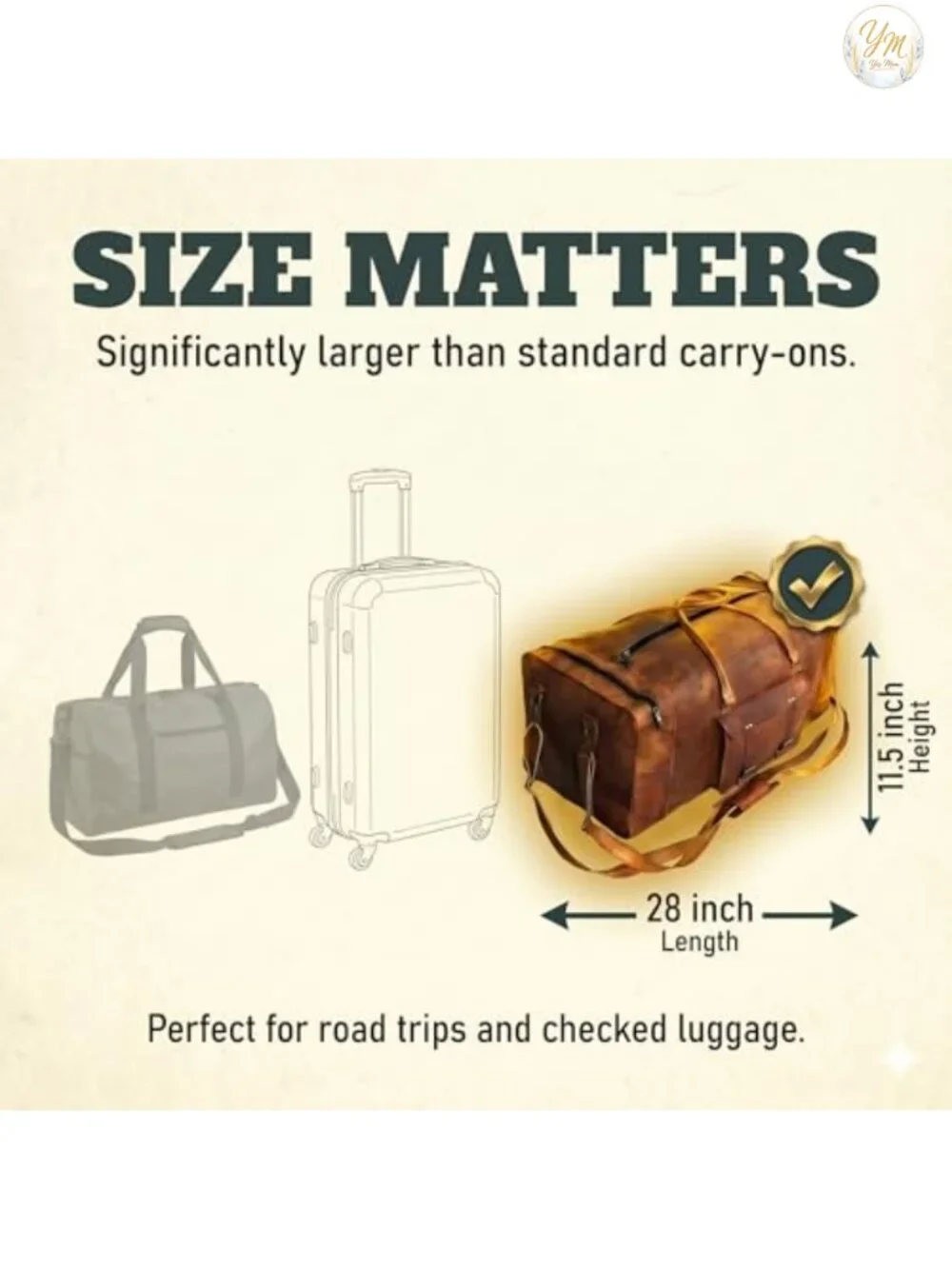 Handmade Full-Grain Leather Travel Duffle Bag Carry On Weekender Gym Sports